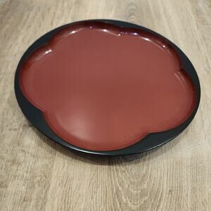 Vintage Echizen Japanese Lacquerware Sogyado Black Red Plum Blossom Tray 9.5"